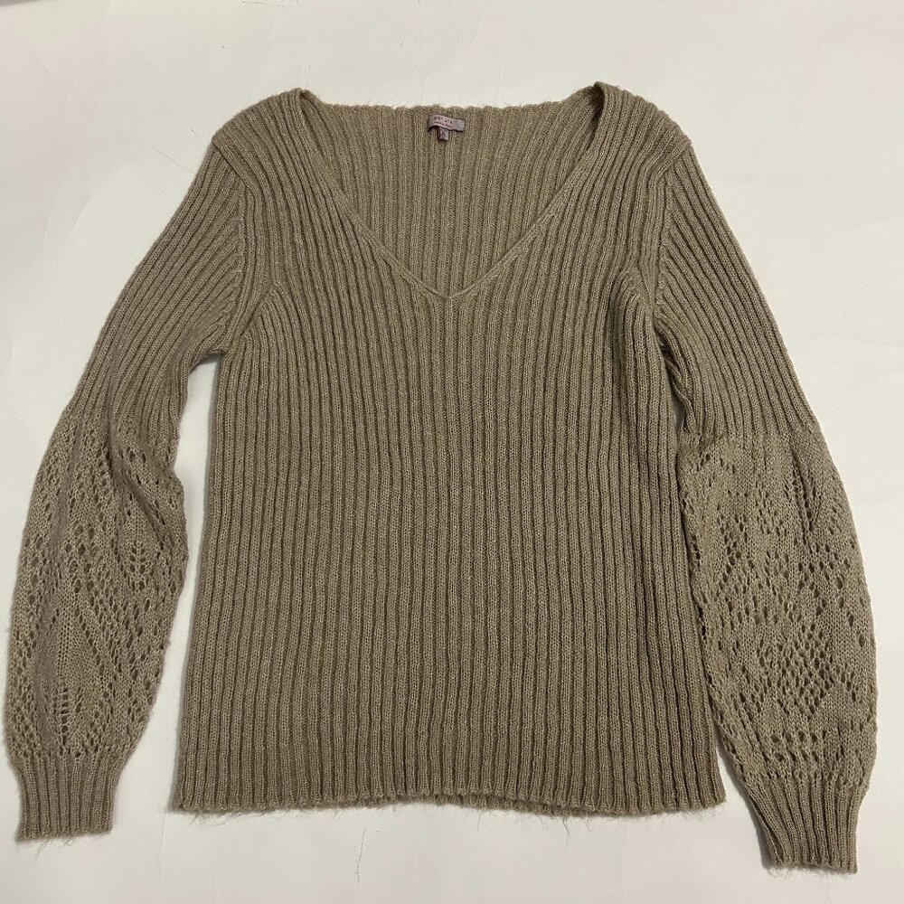 M&S per una knit sweater womens sz XL beige Wool Mohair blend V-neck cottagecore